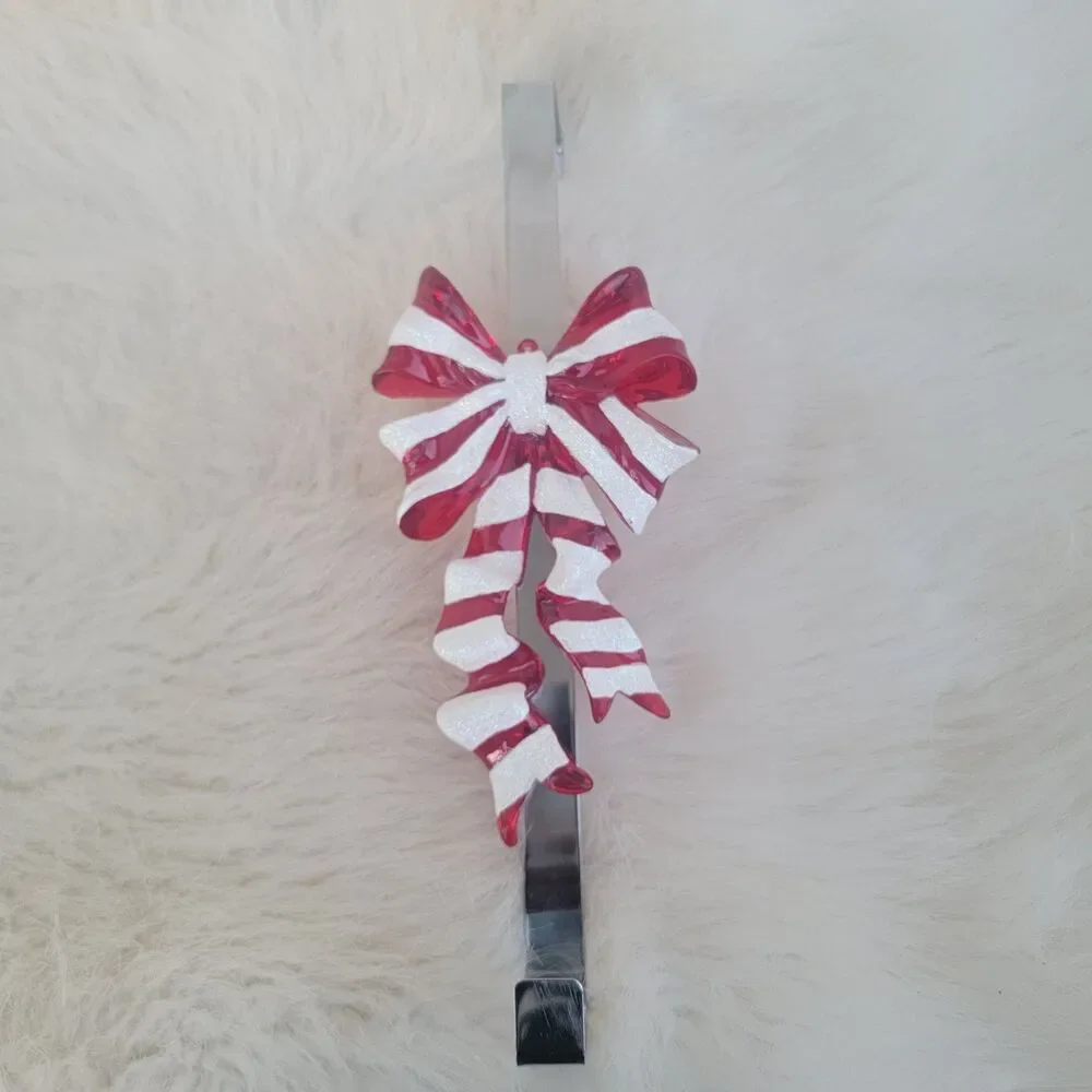 Red And White  Bow Wreath Door Hanger Christmas Themed  Decor